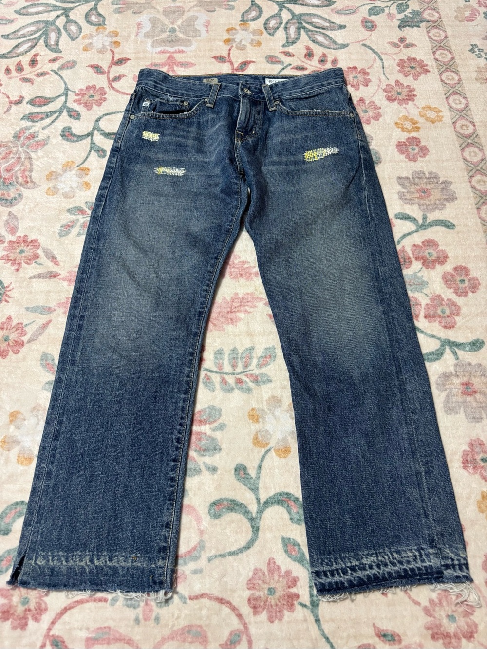 Ag Adriano Goldschmied x Theory Ex Boyfriend Distressed Blue Jeans